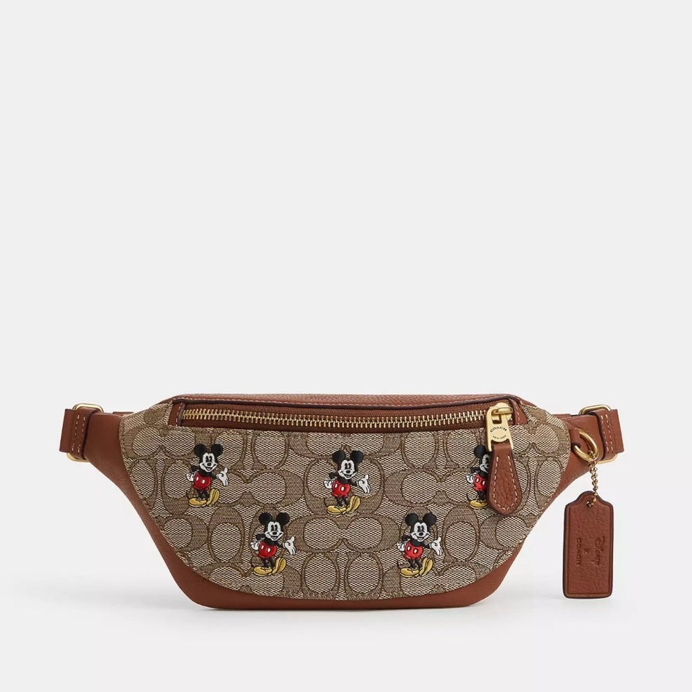 Disney X Coach Warren Mini Belt Bag In Signature Jacquard